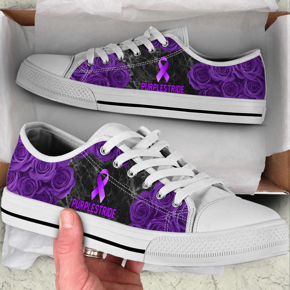 Purplestride Shoes Rose Flower Low Top Shoes Canvas Shoes, Low Top Designer Shoes, Low Top Sneakers