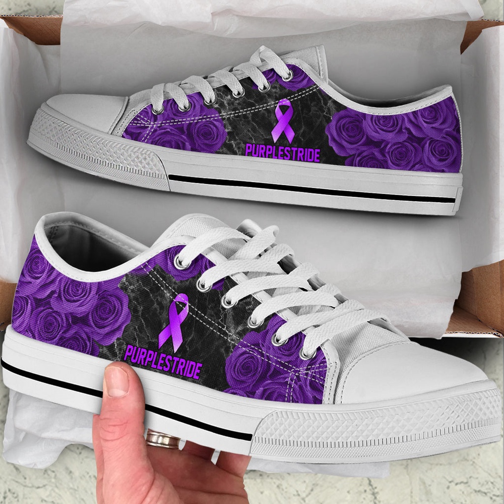 Purplestride Shoes Rose Flower Low Top Shoes, Low Top Designer Shoes, Low Top Sneakers