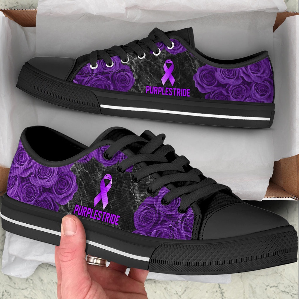 Purplestride Shoes Rose Flower Low Top Shoes, Low Top Designer Shoes, Low Top Sneakers