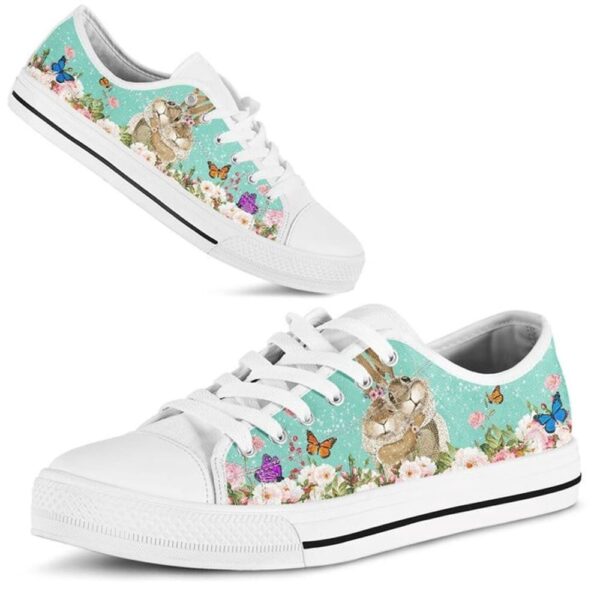 Rabbit Butterfly Flower Watercolor Low Top Shoes, Low Tops, Low Top Sneakers