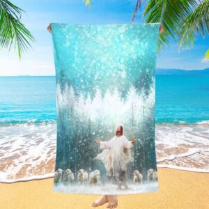 Radiance Jesus And Sheep Beach Towel, Christian…