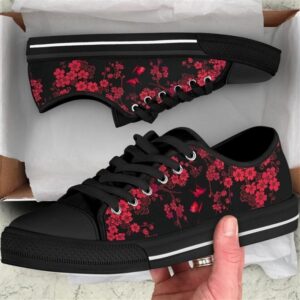 Red Cherry Blossom Low Top Shoes, Low…