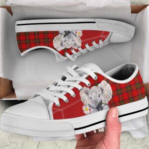 Red Plaid Elephant Canvas Print Low Top…