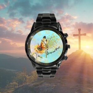 Rise Up And Pray Butterfly Sunflower Watch,…