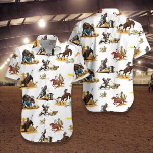 Rodeo Seamless Pattern Hawaiian Shirt, Texas Hawaii…