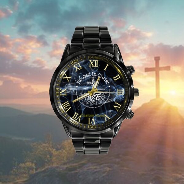 Rooted In Christ Jesus Cross Pray Bible Verse Christian Watch, Christian Watch, Religious Watches, Jesus Watch