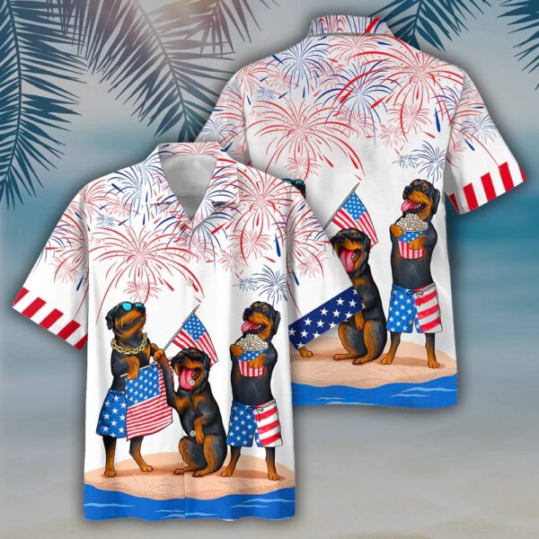 Rottweiler Hawaiian Shirts, Independence Day Is Coming, 4th Of July Hawaiian Shirt, 4th Of July Shirt
