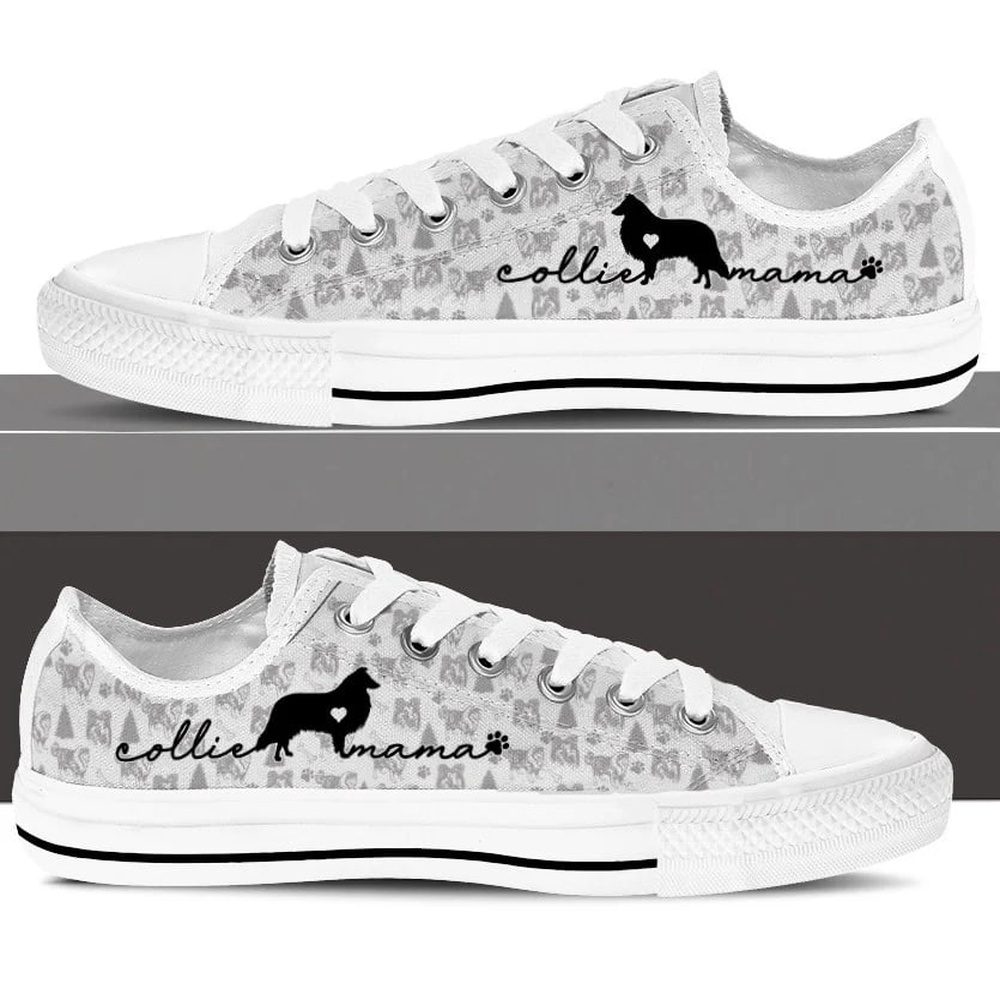 Rough Collie Low Top Shoes, Dog Memorial Gift, Designer Low Top Shoes, Low Top Sneakers