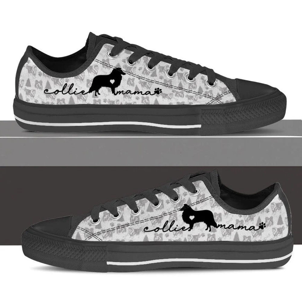 Rough Collie Low Top Shoes, Dog Memorial Gift, Designer Low Top Shoes, Low Top Sneakers