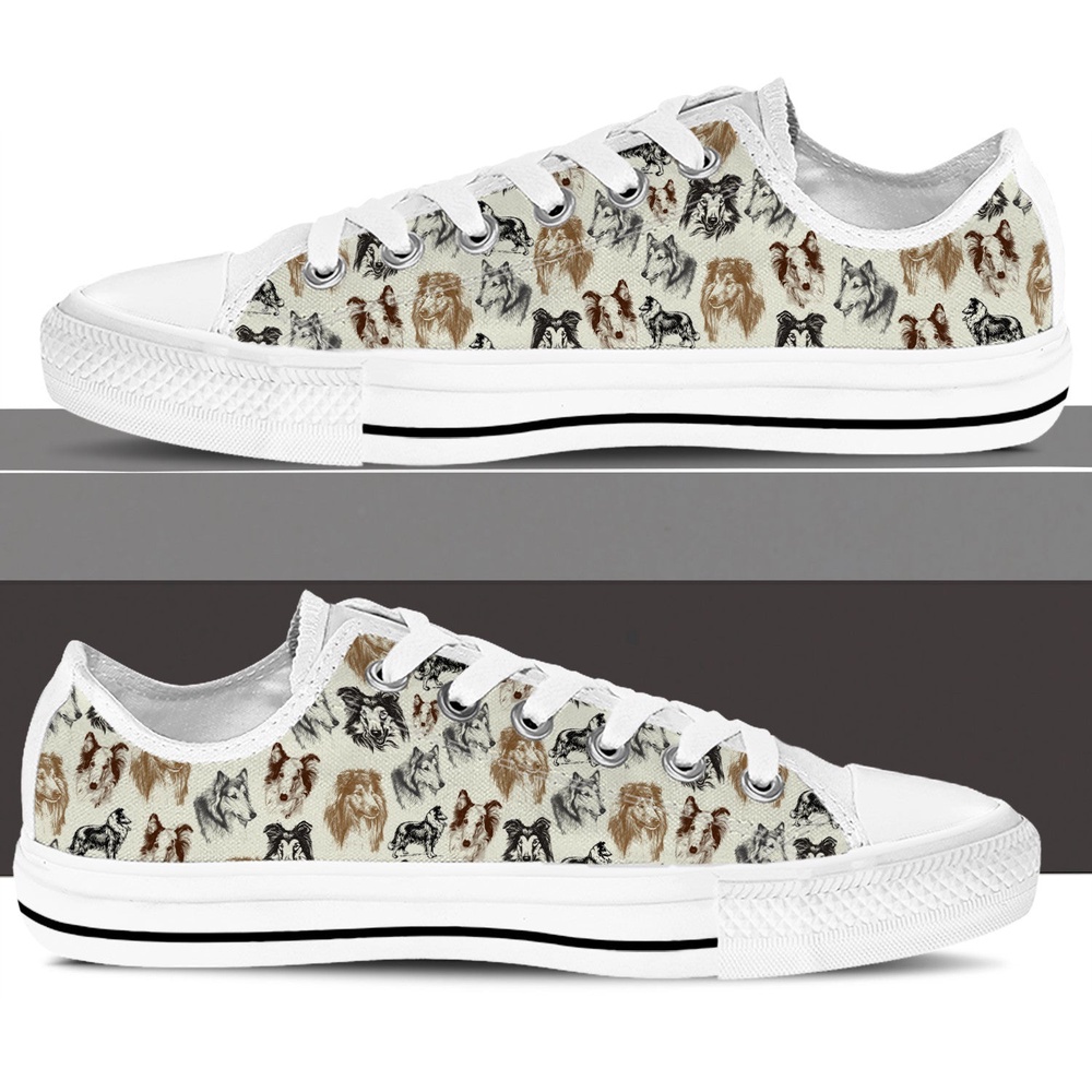 Rough Collie Low Top Shoes, Sneaker For Dog Walking, Designer Low Top Shoes, Low Top Sneakers