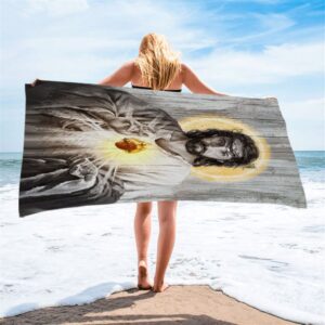 Sacred Heart Of Jesus Beach Towel Christian Beach Towel Beach Towel 2 okff6h.jpg
