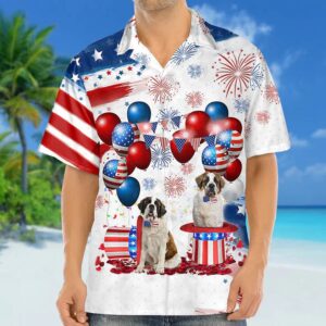 Saint Bernard Independence Day Hawaiian Shirt, 4th…