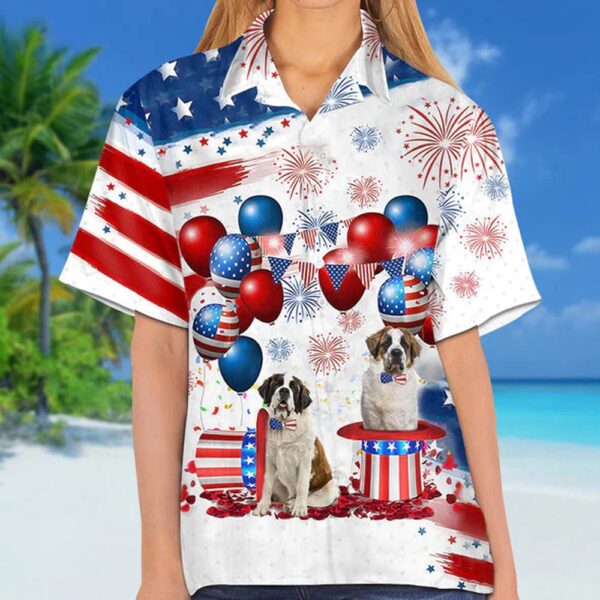 Saint Bernard Independence Day Hawaiian Shirt, 4th Of July Hawaiian Shirt, 4th Of July Shirt