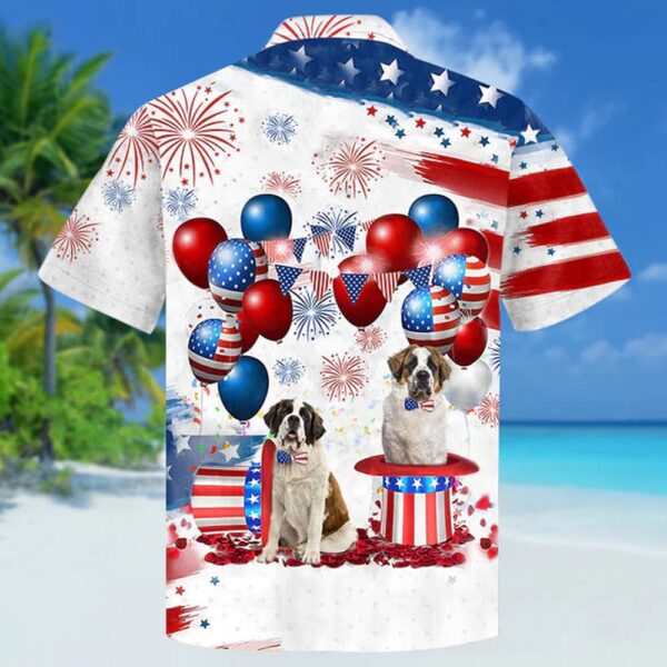 Saint Bernard Independence Day Hawaiian Shirt, 4th Of July Hawaiian Shirt, 4th Of July Shirt