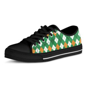 Saint Patrick s Day Argyle Pattern Print Black Low Top Shoes Low Top Designer Shoes Low Top Sneakers 2 adh1n3.jpg