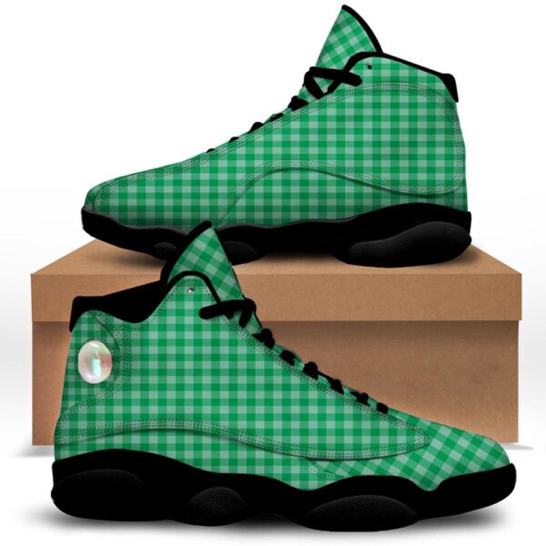 Saint Patrick’s Day Green Tartan Print Black Basketball Shoes, Basketball Shoes, Best Basketball Shoes 2024