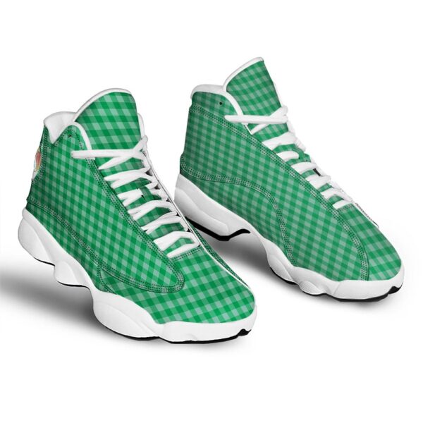 Saint Patrick’s Day Green Tartan Print White Basketball Shoes, Basketball Shoes, Best Basketball Shoes 2024