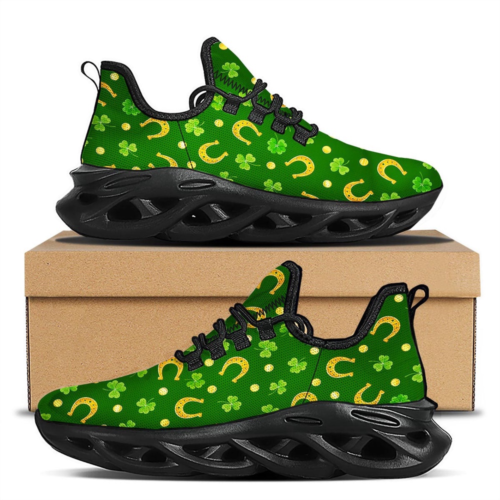 Saint Patrick’s Day Irish Print Pattern Black Running Shoes, Max Soul Sneakers, Max Soul Shoes