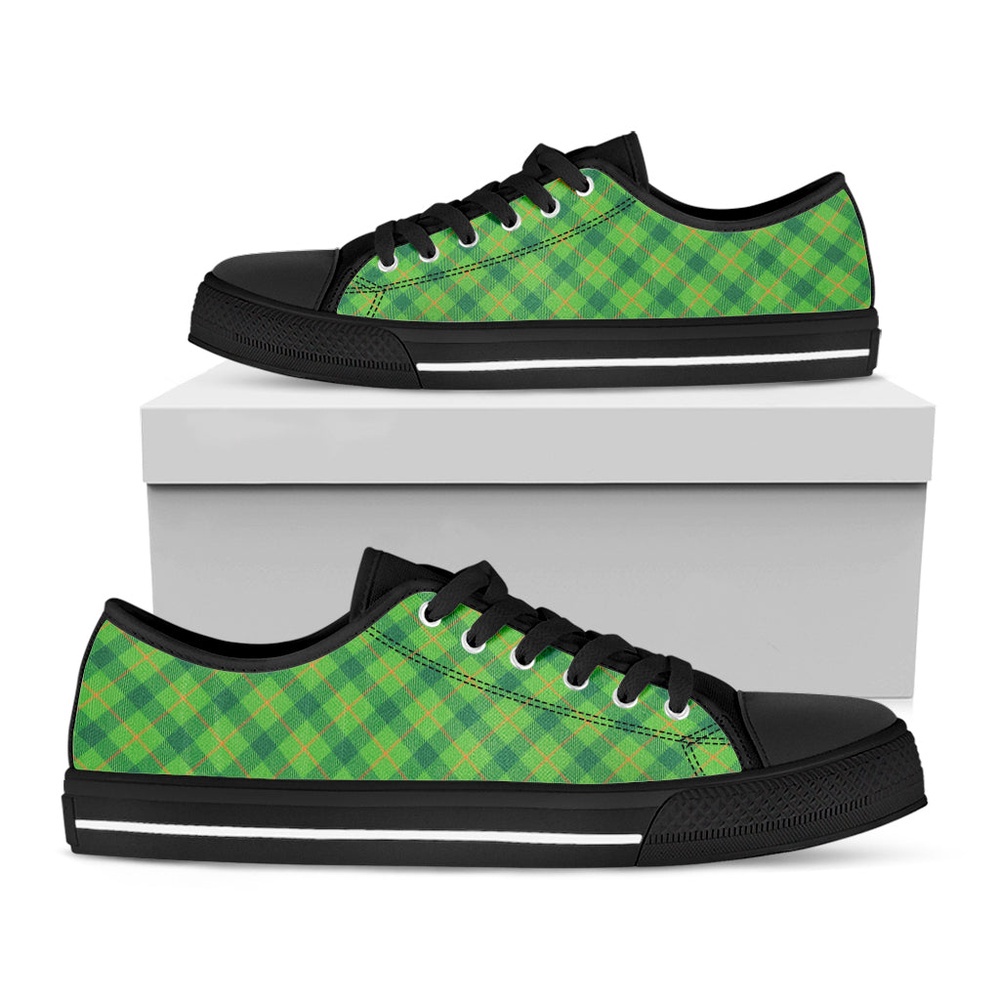 Saint Patrick’s Day Scottish Plaid Print Black Low Top Shoes, Low Top Designer Shoes, Low Top Sneakers Saint Patrick’s Day Scottish Plaid Print Black Low Top Shoes, Low Top Designer Shoes, Low Top Sneakers