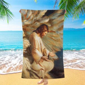 Saving Jesus Wings Feathers Beach Towel, Christian…