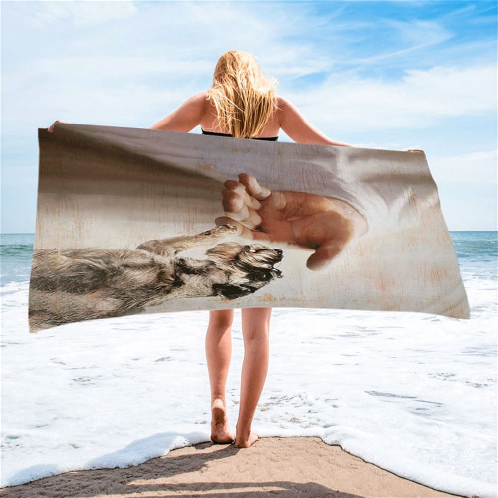 Schnauzer Dog Jesus Take My Hand Beach Towel, Christian Beach Towel, Beach Towel