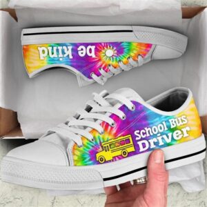School Bus Driver Bekind Tie Dye Canvas Low Top Shoes Low Top Designer Shoes Low Top Sneakers 2 fh67ue.jpg