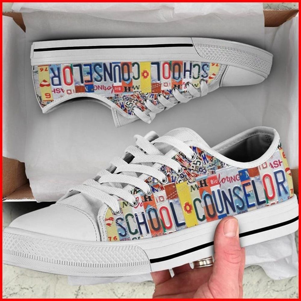 School Counselor License Plates Canvas Low Top Shoes, Low Top Designer Shoes, Low Top Sneakers School Counselor License Plates Canvas Low Top Shoes, Low Top Designer Shoes, Low Top Sneakers
