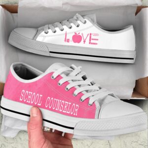 School Counselor Love Pink White Low Top…