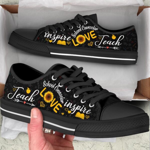 School Counselor Teach Love Inspire Low Top Shoes, Low Top Designer Shoes, Low Top Sneakers