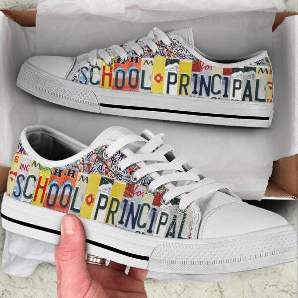 School Principal License Plates Low Top Shoes Malalan, Low Top Designer Shoes, Low Top Sneakers