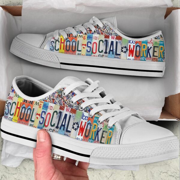 School Social Worker License Plates Low Top Shoes Malalan, Low Top Designer Shoes, Low Top Sneakers