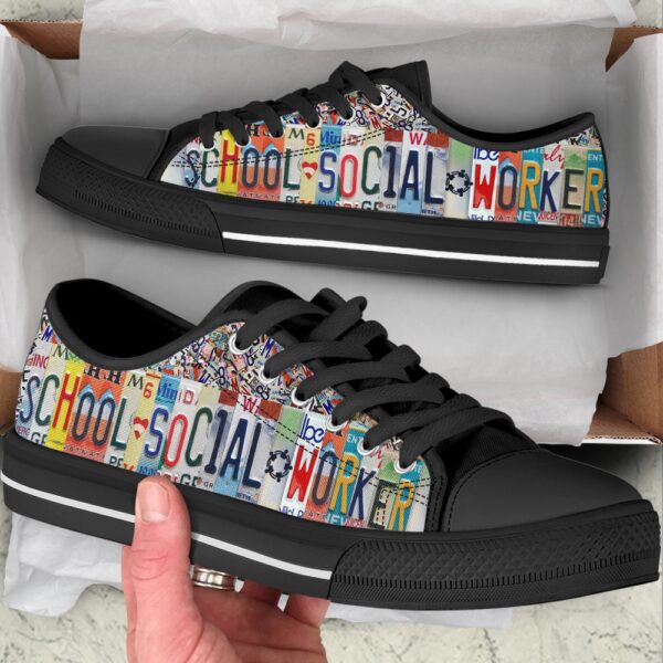School Social Worker License Plates Low Top Shoes Malalan, Low Top Designer Shoes, Low Top Sneakers