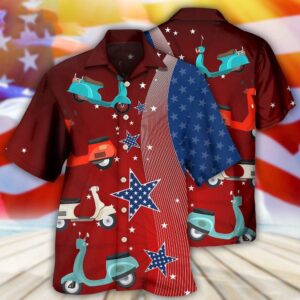 Scooter Usa Star Independence Day Hawaiian Shirt,…