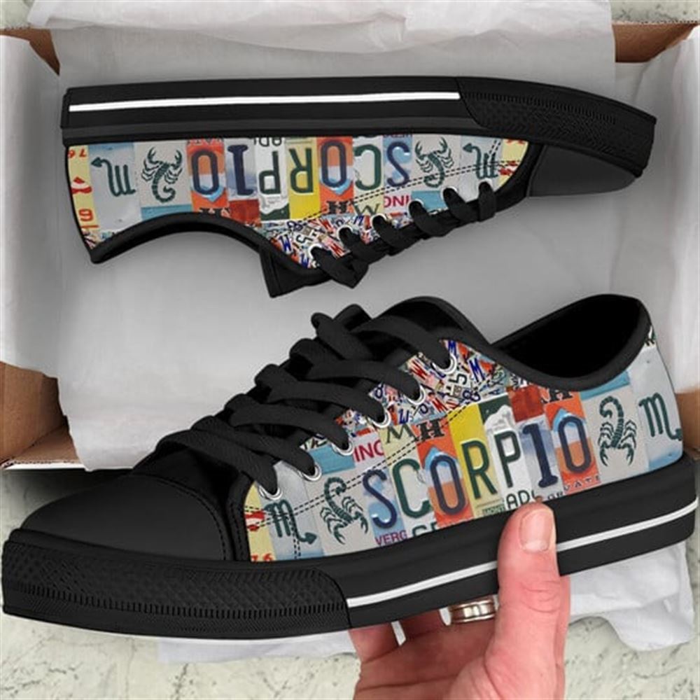 Scorpio License Plates Canvas Low Top Shoes, Low Top Designer Shoes, Low Top Sneakers Scorpio License Plates Canvas Low Top Shoes, Low Top Designer Shoes, Low Top Sneakers