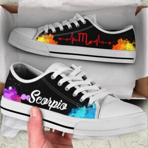 Scorpio Zodiac Art Heartbeat Watercolor Low Top…