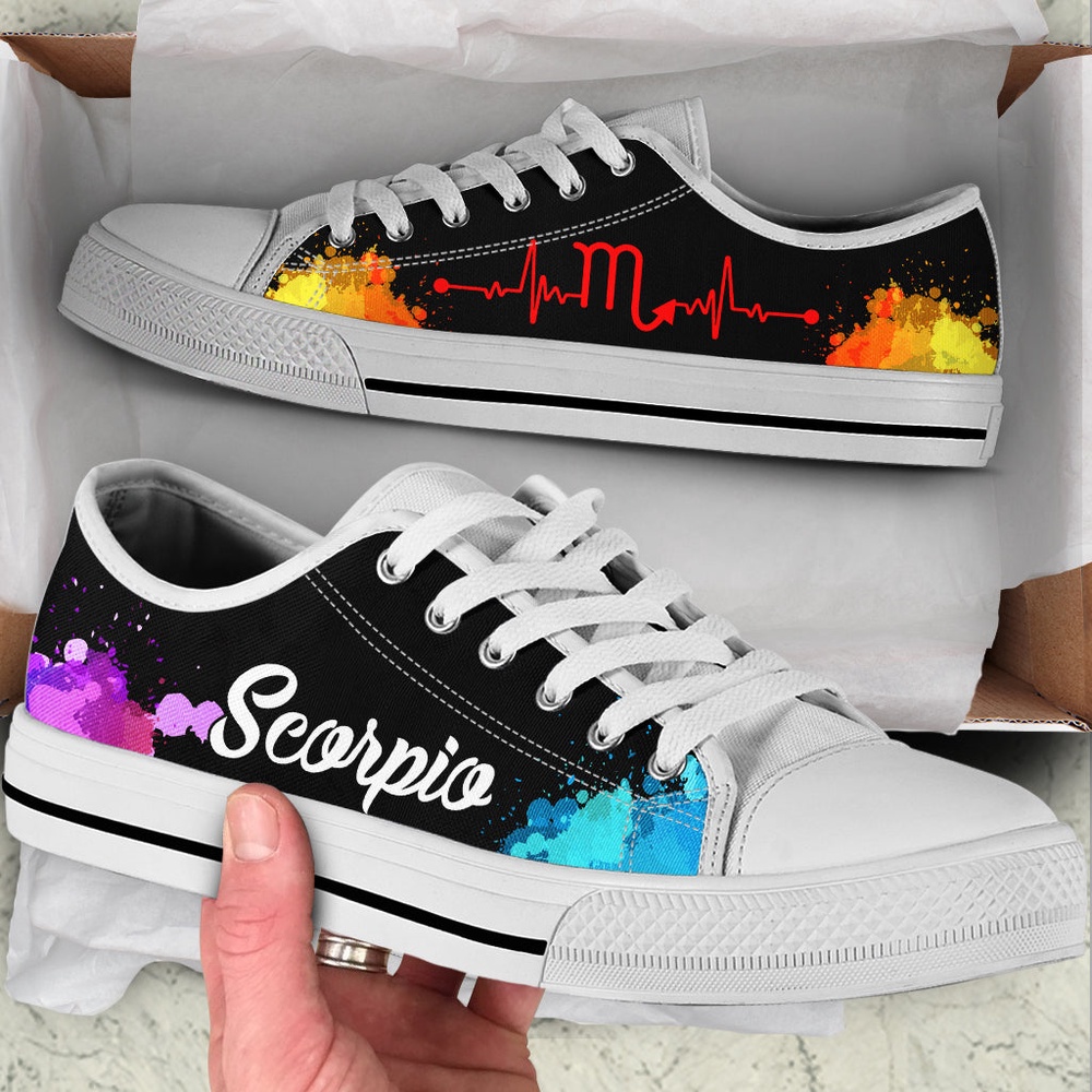 Scorpio Zodiac Art Heartbeat Watercolor Low Top Shoes, Low Top Designer Shoes, Low Top Sneakers Scorpio Zodiac Art Heartbeat Watercolor Low Top Shoes, Low Top Designer Shoes, Low Top Sneakers