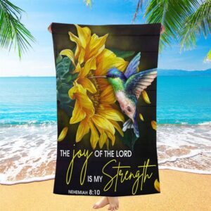 Scripture Nehemiah 810 Hummingbird Sunflower Beach Towel,…