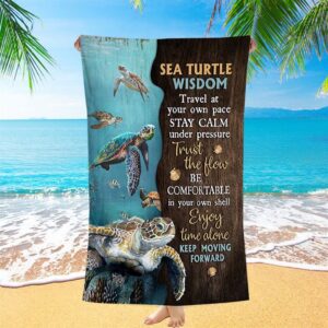 Sea Turtle Keep Moving Forward Beach Towel,…