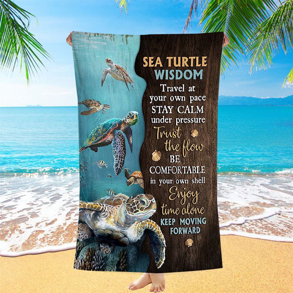 Sea Turtle Keep Moving Forward Beach Towel, Christian Beach Towel, Beach Towel