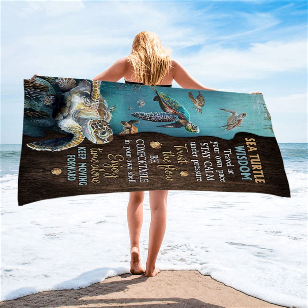 Sea Turtle Keep Moving Forward Beach Towel, Christian Beach Towel, Beach Towel
