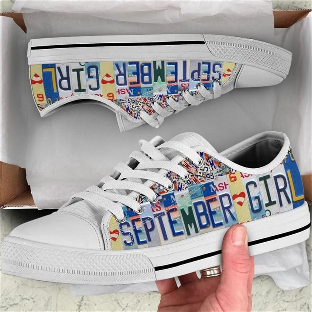 September License Plates Canvas Low Top Shoes, Low Top Designer Shoes, Low Top Sneakers