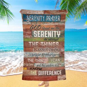 Serenity Prayer, Christian Decor Beach Towel, Christian…