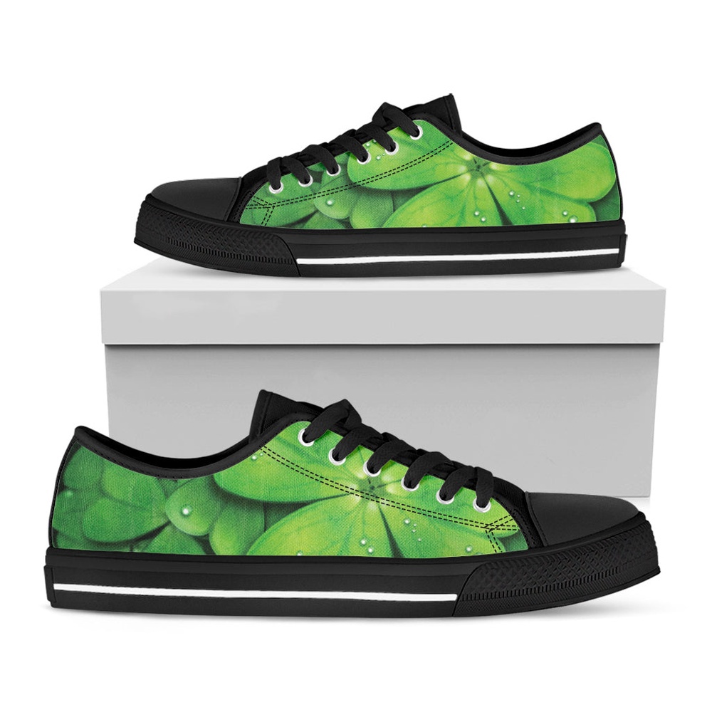 Shamrock Clover St. Patrick’s Day Print Black Low Top Shoes, Low Top Designer Shoes, Low Top Sneakers Shamrock Clover St. Patrick’s Day Print Black Low Top Shoes, Low Top Designer Shoes, Low Top Sneakers