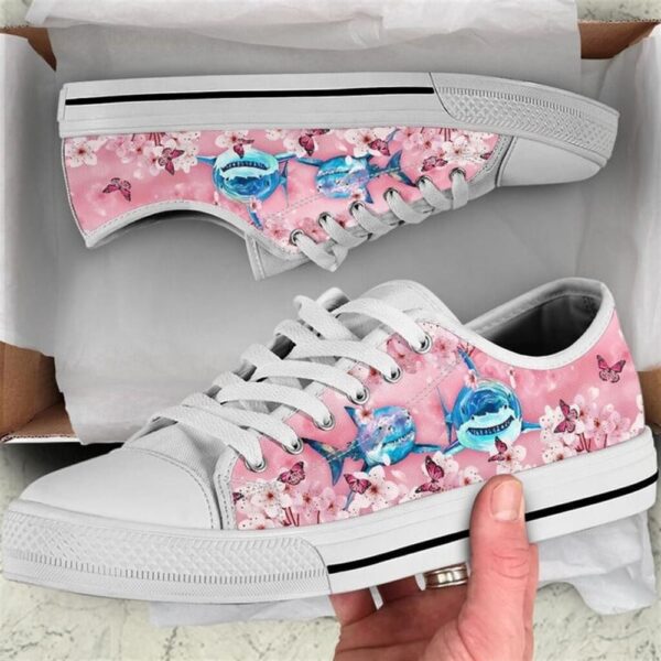 Shark Cherry Blossom Low Top Shoes, Low Tops, Low Top Sneakers