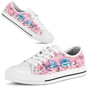 Shark Cherry Blossom Low Top Shoes Low Tops Low Top Sneakers 2 tubykj.jpg