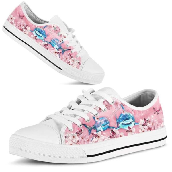 Shark Cherry Blossom Low Top Shoes, Low Tops, Low Top Sneakers