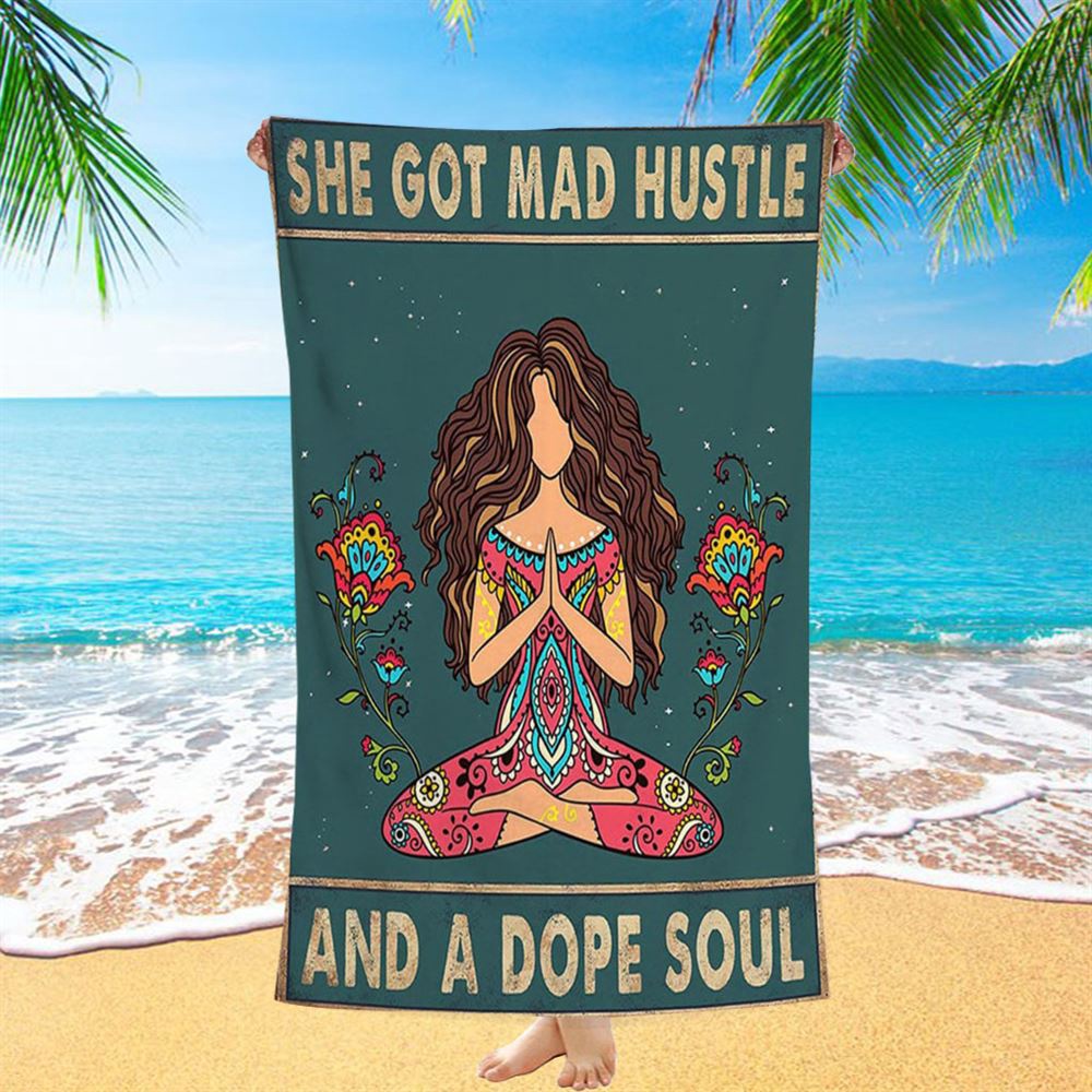 She Got Mad Hustle And A Dope Soul Beach Towel, Christian Beach Towel, Beach Towel She Got Mad Hustle And A Dope Soul Beach Towel, Christian Beach Towel, Beach Towel