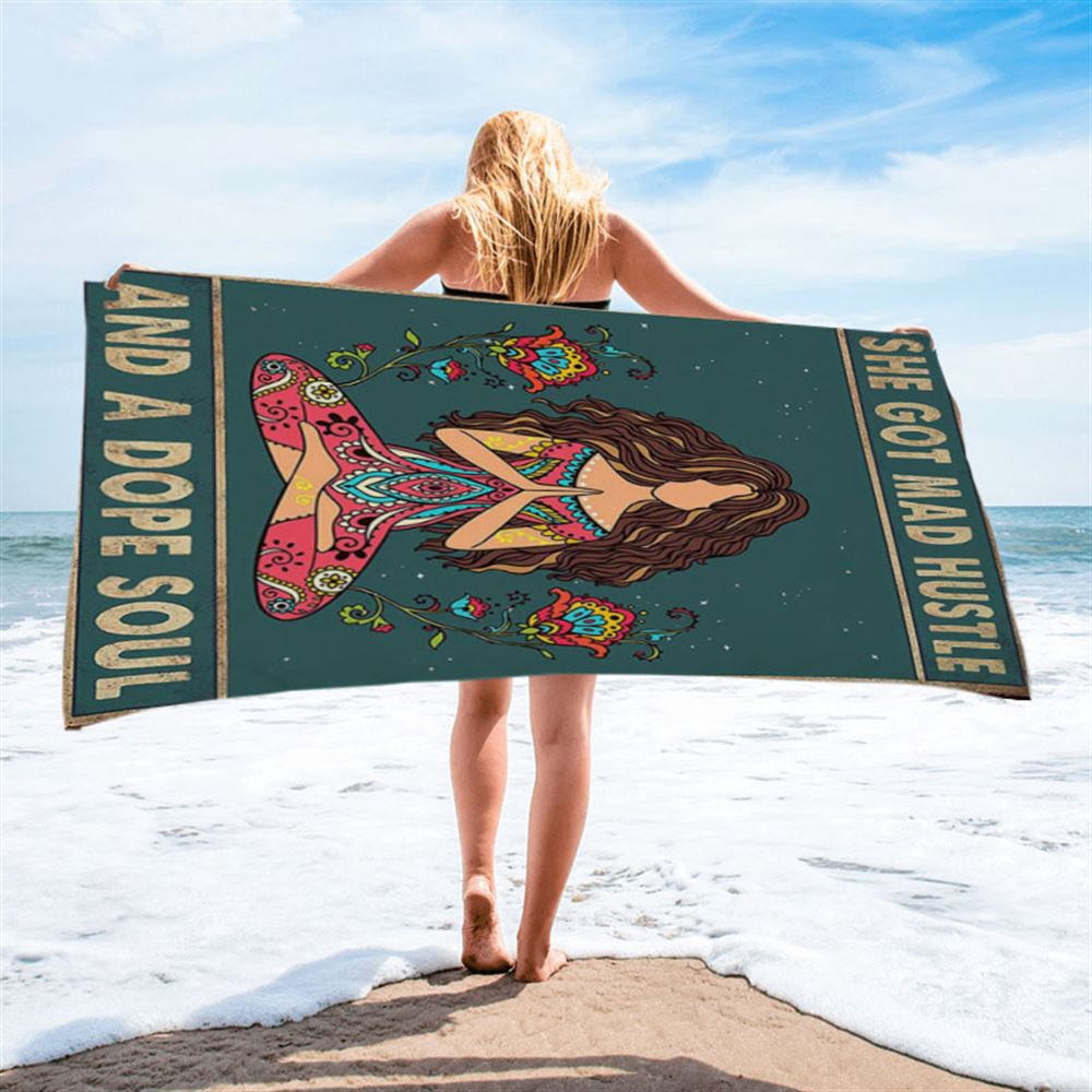 She Got Mad Hustle And A Dope Soul Beach Towel, Christian Beach Towel, Beach Towel She Got Mad Hustle And A Dope Soul Beach Towel, Christian Beach Towel, Beach Towel