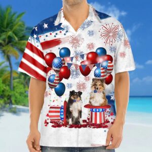 Shetland Sheepdog Independence Day Hawaiian Shirt, 4th…