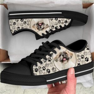 Shih Tzu Dog Pattern Brown Canvas Low…
